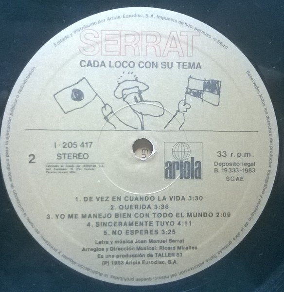 Joan Manuel Serrat - Cada Loco Con Su Tema | Ariola (I-205417) - 4 Joan Manuel Serrat - Cada Loco Con Su Tema | Ariola (I-205417) - 4