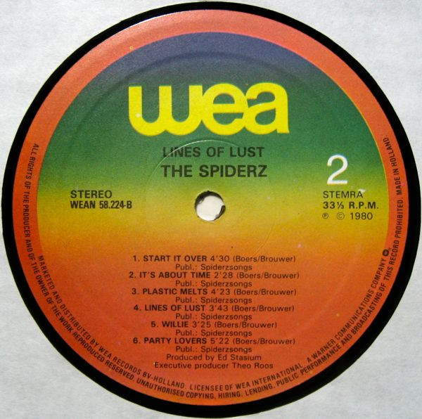 The Spiderz - Lines Of Lust | WEA (WEAN 58.224) - 4