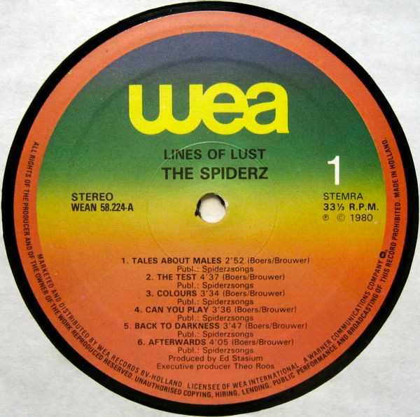 The Spiderz - Lines Of Lust | WEA (WEAN 58.224) - 3