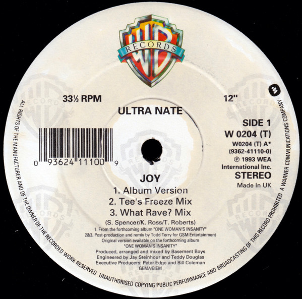 Ultra Naté - Joy | Warner Bros. Records (W 0204 T) - 3