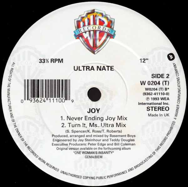 Ultra Naté - Joy | Warner Bros. Records (W 0204 T) - 4