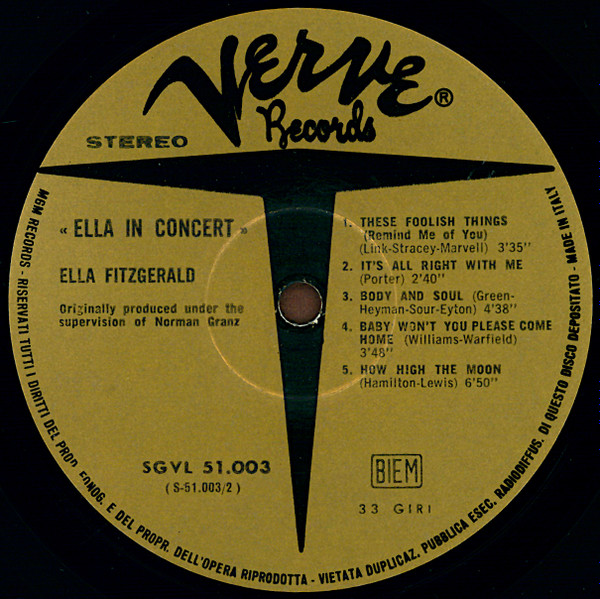 Ella Fitzgerald - Ella In Concert | Verve Records (SGVL 51-003) - 4