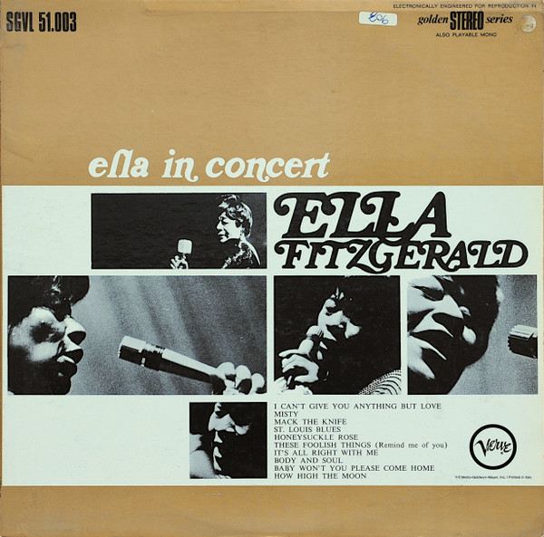 Ella Fitzgerald - Ella In Concert | Verve Records (SGVL 51-003) - main