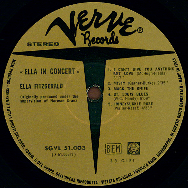 Ella Fitzgerald - Ella In Concert | Verve Records (SGVL 51-003) - 3