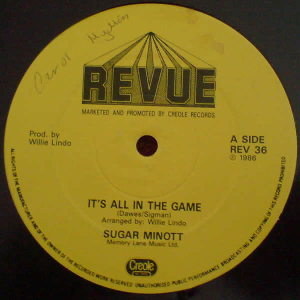 Sugar Minott - It's All In The Game | Revue Records (REV 36) Sugar Minott - It's All In The Game | Revue Records (REV 36)
