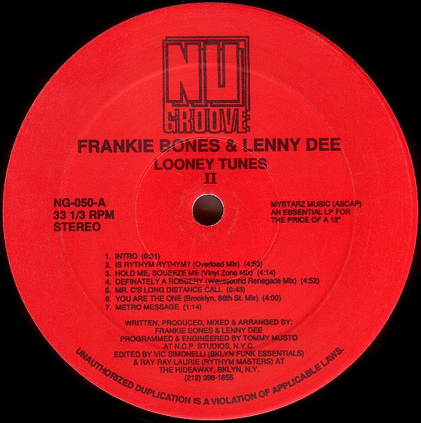 Frankie Bones & Lenny Dee - Looney Tunes II | Nu Groove Records (NG-050)
