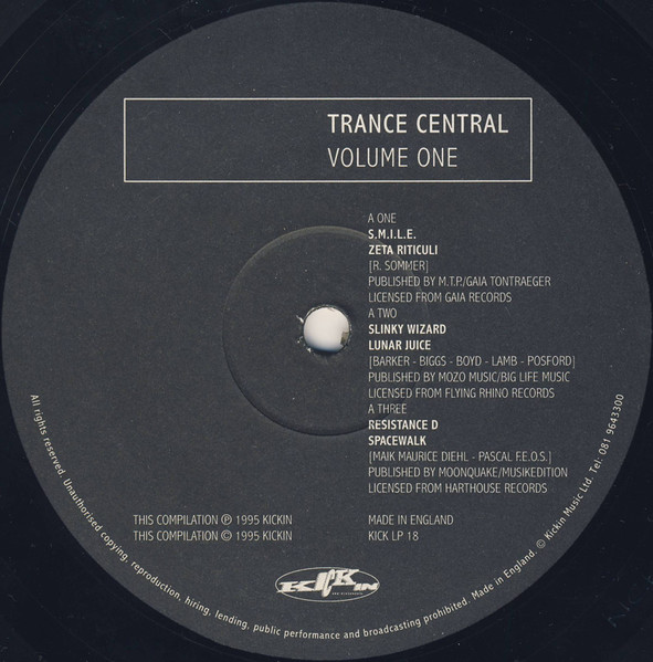 Various - Trance Central Volume One | Kickin Records (KICK LP 18) - 3