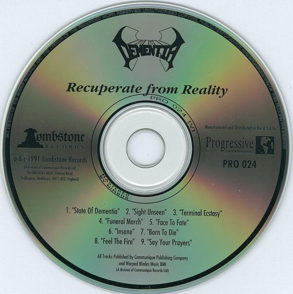 Dementia - Recuperate From Reality - CD | Tombstone Records (PRO 024) - 3