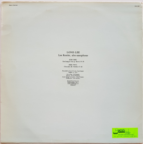 Lee Konitz - Lone-Lee | SteepleChase (SCS-1035) - 2 Lee Konitz - Lone-Lee | SteepleChase (SCS-1035) - 2