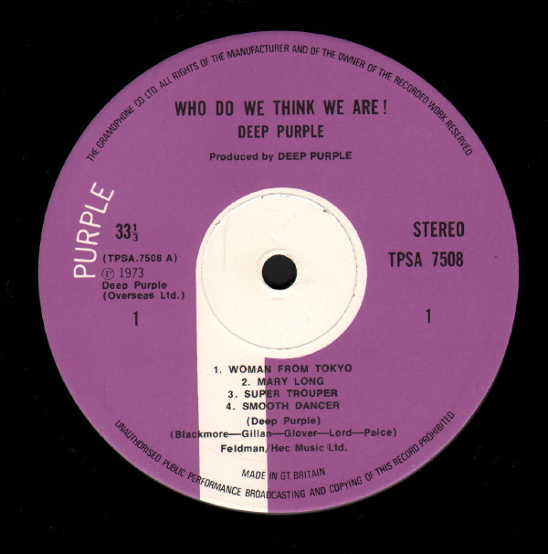 Deep Purple - Who Do We Think We Are | Purple Records (TPSA 7508) - 5 Deep Purple - Who Do We Think We Are | Purple Records (TPSA 7508) - 5