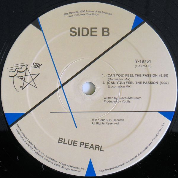 Blue Pearl - (Can You) Feel The Passion | SBK Records (Y-19751) - 4