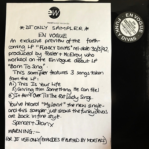 En Vogue - Funky Divas (DJ Only Sampler) | EastWest Records America (SAM 988) - 4