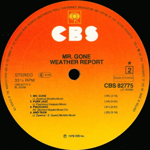 Weather Report - Mr. Gone | CBS (CBS 82775) - 3