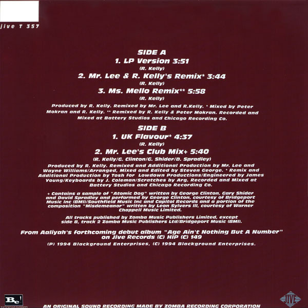 Aaliyah - Back & Forth | Jive (JIVE T 357) - 2