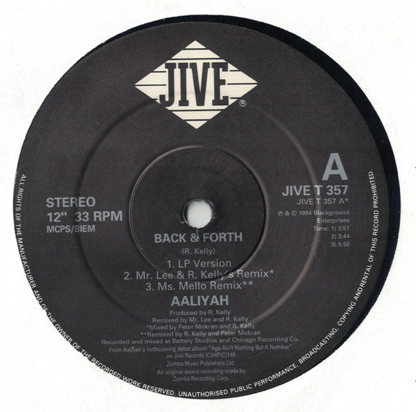 Aaliyah - Back & Forth | Jive (JIVE T 357) - 3
