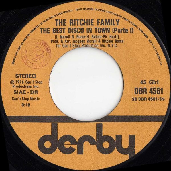 The Ritchie Family - The Best Disco In Town | Derby (DBR 4561) - 3
