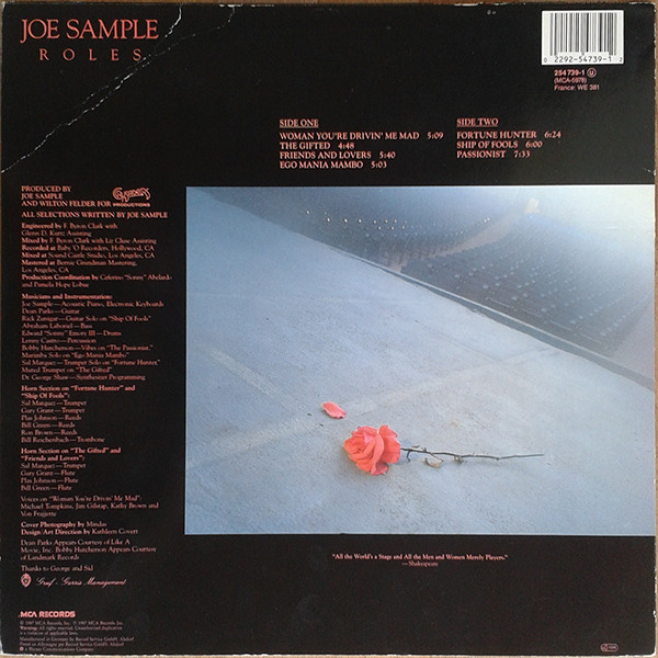 Joe Sample - Roles | MCA Records (254 739-1) - 2 Joe Sample - Roles | MCA Records (254 739-1) - 2