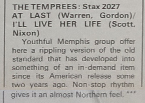 The Temprees - At Last | Stax (STXS.2027) - 2
