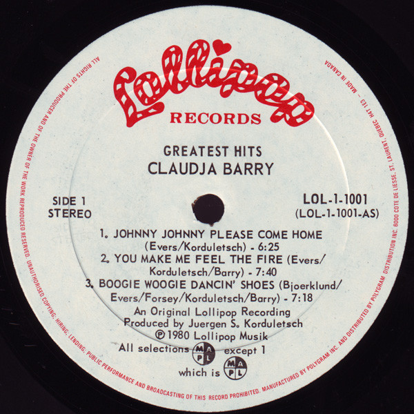 Claudja Barry - Greatest Hits | Lollipop Records (LOL-1-1001)