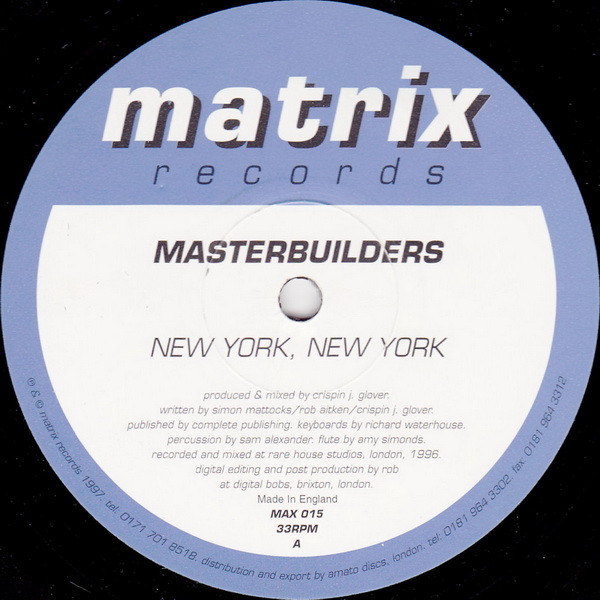 Masterbuilders - New York New York | Matrix Records (MAX 015)