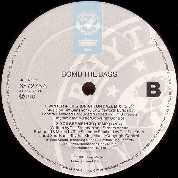 Bomb The Bass - Winter In July | Rhythm King (657275 6) - 4 Bomb The Bass - Winter In July | Rhythm King (657275 6) - 4