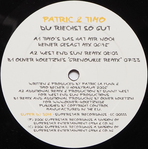 Patric & Timo - Du Riechst So Gut | Superstar Recordings (SUPER DJ 3048) - 3