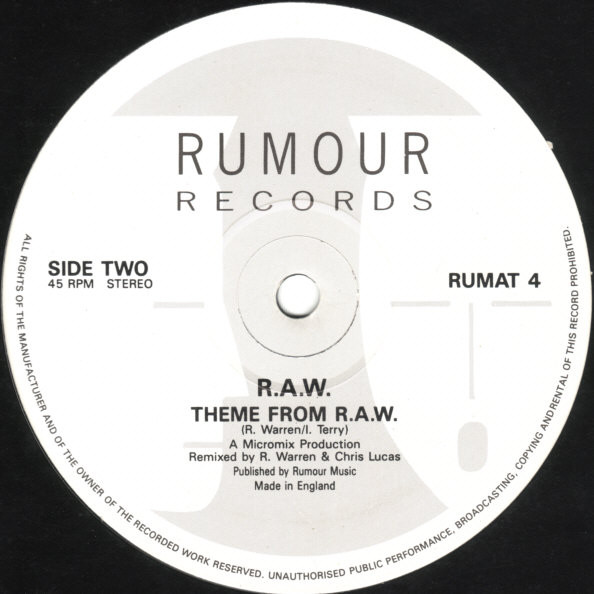 R.A.W. - R.A.W. Groove | Rumour Records (RUMAT 4) - 4