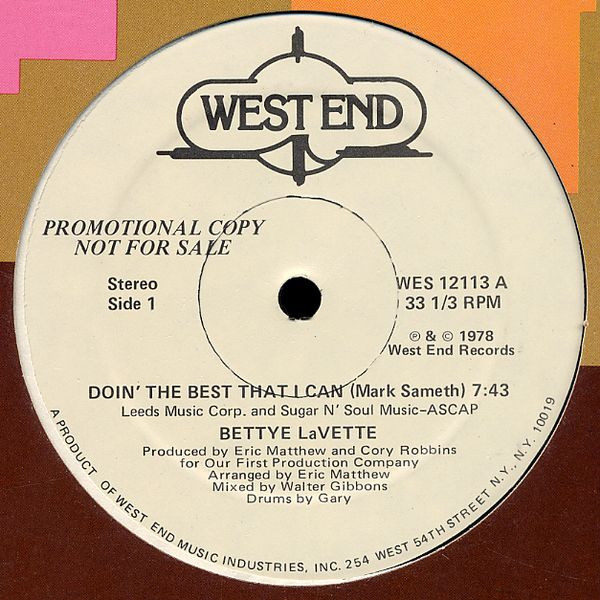 Bettye Lavette - Doin' The Best That I Can | West End Records (WES  12113)