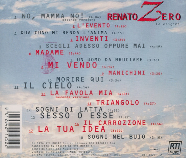 Renato Zero - Le Origini | RTI Music (RTI 1125 - 2) - 2 Renato Zero - Le Origini | RTI Music (RTI 1125 - 2) - 2