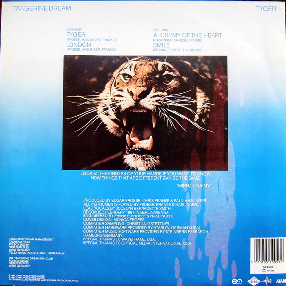 Tangerine Dream - Tyger | Jive (614448) Tangerine Dream - Tyger | Jive (614448)
