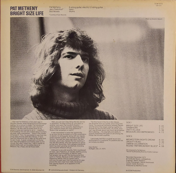 Pat Metheny - Bright Size Life | ECM Records (ECM 1073) - 2 Pat Metheny - Bright Size Life | ECM Records (ECM 1073) - 2