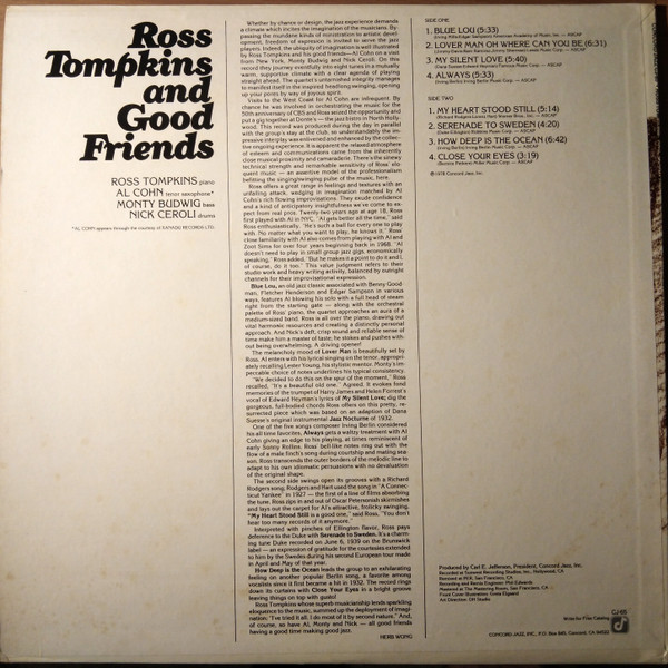 Ross Tompkins - Ross Tompkins And Good Friends | Concord Jazz (CJ-65) - 2