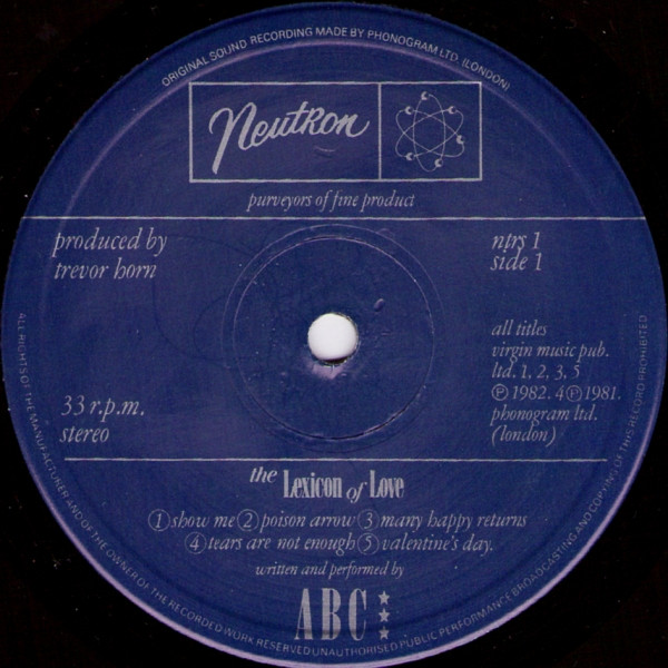 ABC - The Lexicon Of Love | Neutron Records (NTRS 1) - 3 ABC - The Lexicon Of Love | Neutron Records (NTRS 1) - 3