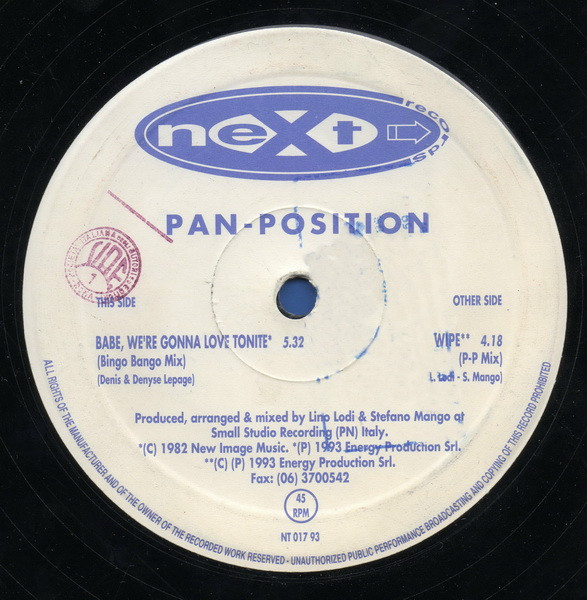 Pan Position - Babe, We're Gonna Love Tonite | Next Records (NT 017 93)