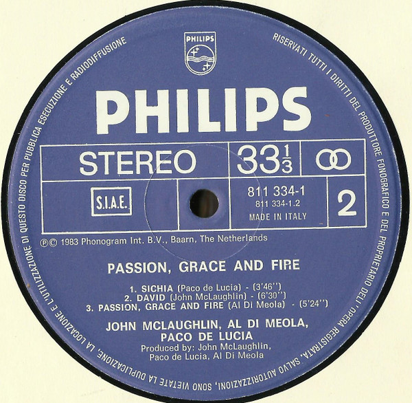 John McLaughlin , Al Di Meola , Paco De Lucía - Passion, Grace & Fire | Philips (811 334-1) - 4 John McLaughlin , Al Di Meola , Paco De Lucía - Passion, Grace & Fire | Philips (811 334-1) - 4