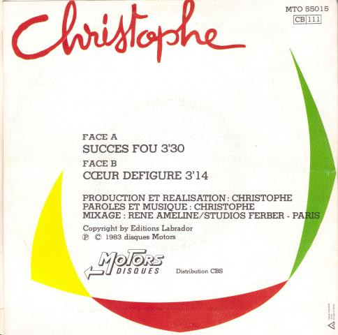 Christophe - Succès Fou | Les Disques Motors (MTO 55015) - 2
