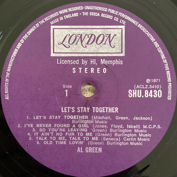 Al Green - Let's Stay Together | London Records (SHU 8430) - 3 Al Green - Let's Stay Together | London Records (SHU 8430) - 3