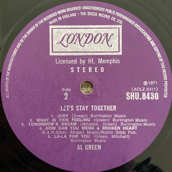 Al Green - Let's Stay Together | London Records (SHU 8430) - 4 Al Green - Let's Stay Together | London Records (SHU 8430) - 4
