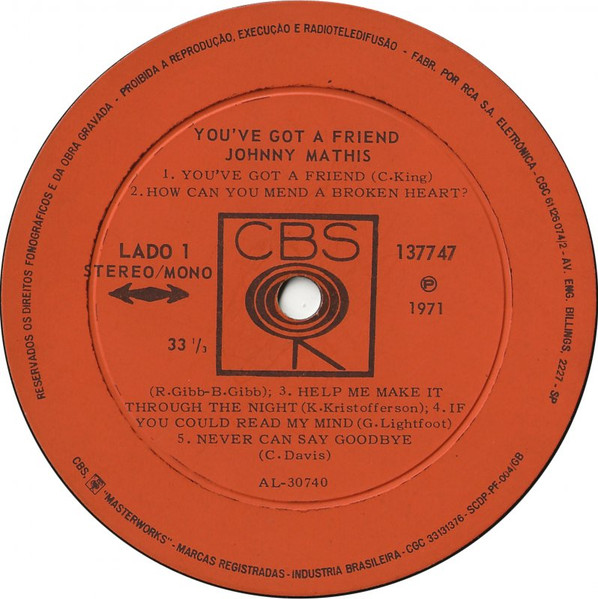 Johnny Mathis - You've Got A Friend | CBS (137747) - 3