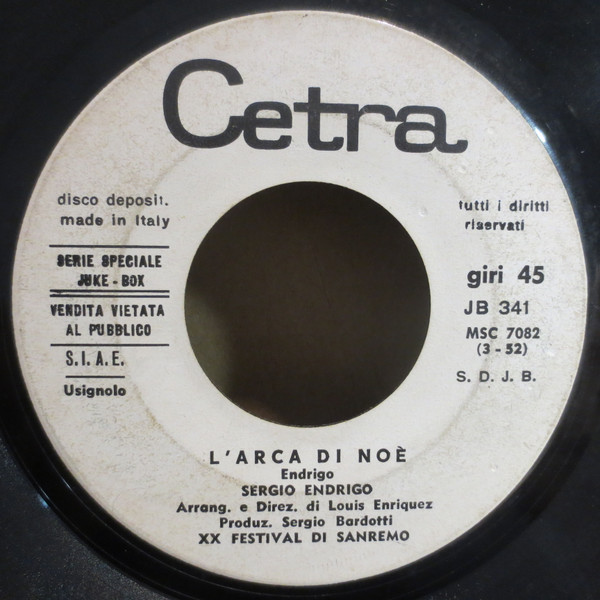 Sergio Endrigo / Lucia Rizzi - L'Arca Di Noé / L'Addio | Cetra (JB 341) - main Sergio Endrigo / Lucia Rizzi - L'Arca Di Noé / L'Addio | Cetra (JB 341) - main