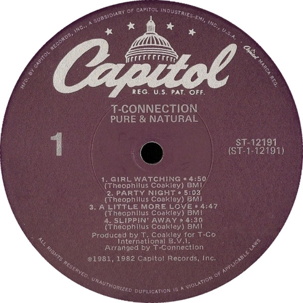 T-Connection - Pure & Natural | Capitol Records (ST-12191)