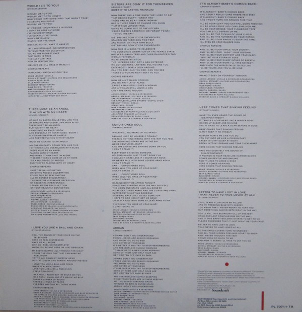 Eurythmics - Be Yourself Tonight | RCA (PL 70711) - 6