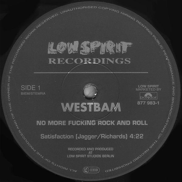 WestBam - No More Fucking Rock And Roll | Low Spirit Recordings (877 983-1) - 3