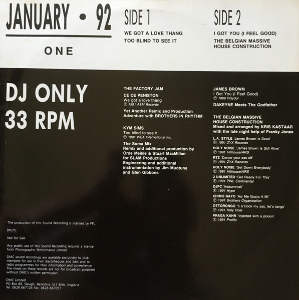 Various - January 92 - One | DMC (DMC 108/1) - 2