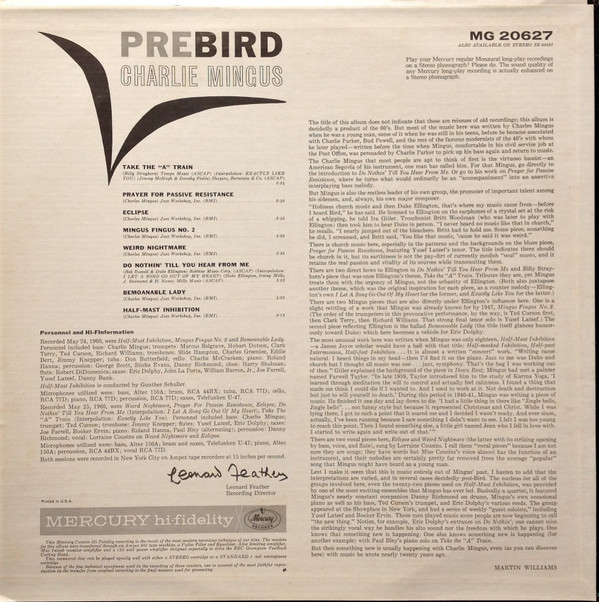 Charles Mingus - Pre-Bird | Mercury (MG 20627) - 2