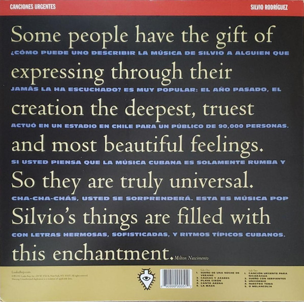 Silvio Rodríguez - Los Clásicos De Cuba 1 - Los Grandes Exitos | Luaka Bop (LBLP 0005) - 2