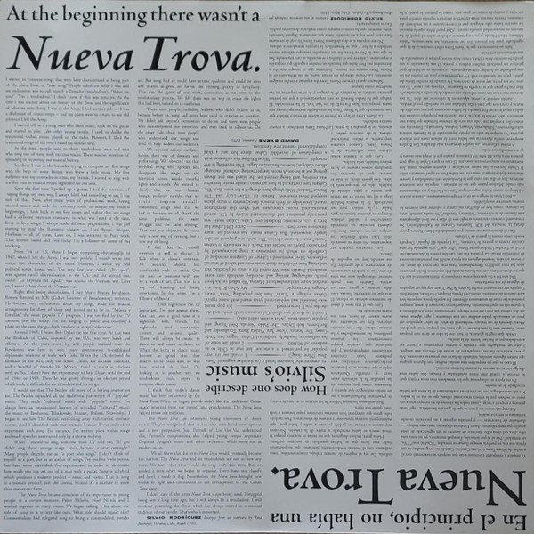 Silvio Rodríguez - Los Clásicos De Cuba 1 - Los Grandes Exitos | Luaka Bop (LBLP 0005) - 3