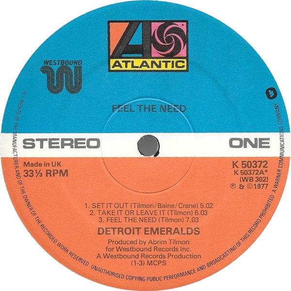 Detroit Emeralds - Feel The Need | Atlantic (K 50372) - 3