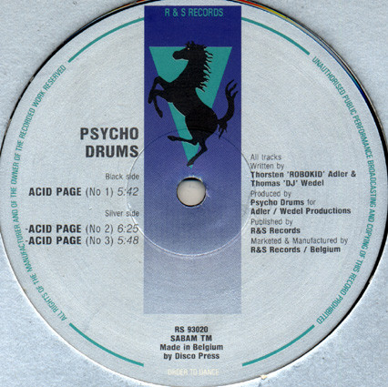 Psycho Drums - Acid Page | R & S Records (RS 93020) - 2