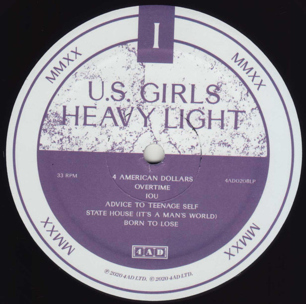 U.S. Girls - Heavy Light | 4AD (4AD0208LP) - 4 U.S. Girls - Heavy Light | 4AD (4AD0208LP) - 4